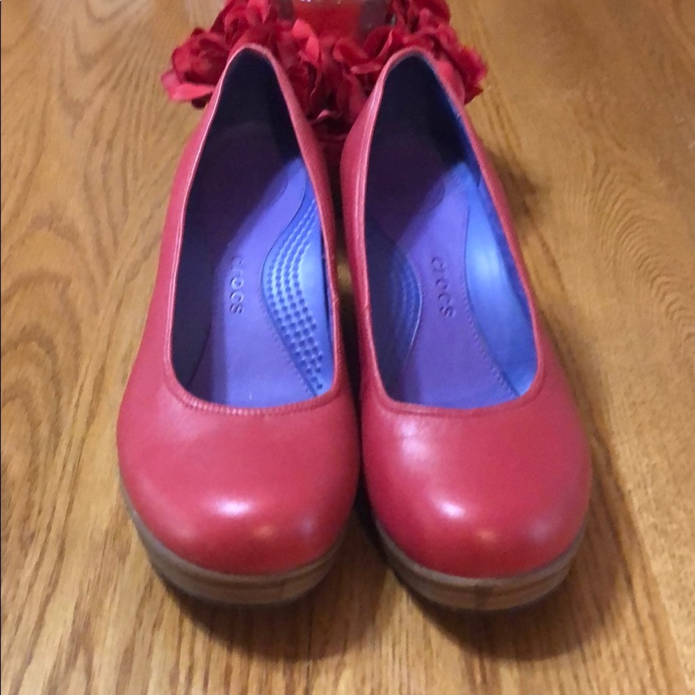 Beautiful red Croc Wedge Heels